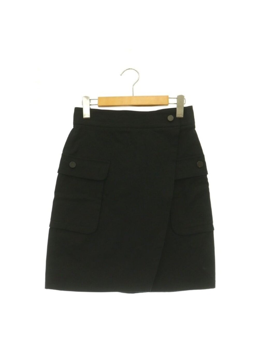 Max Mara Silver Tag Cotton Bullskirt Wrap Trapezoid Mini Black 34